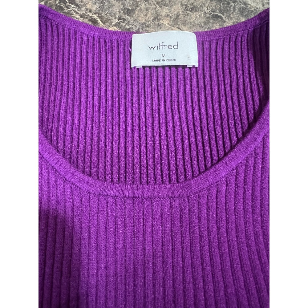 Wilfred Aritzia Purple Cutout Ribbed Knit Bodycon Mini Dress Womens Medium party - Picture 5 of 7